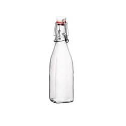 Clear Square Glass Bottle with Swing Top