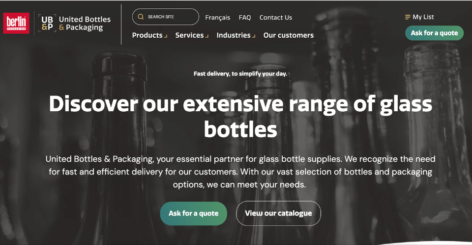 United Bottles & Packaging logo, a supplier specializing in beverage bottles in Canada.