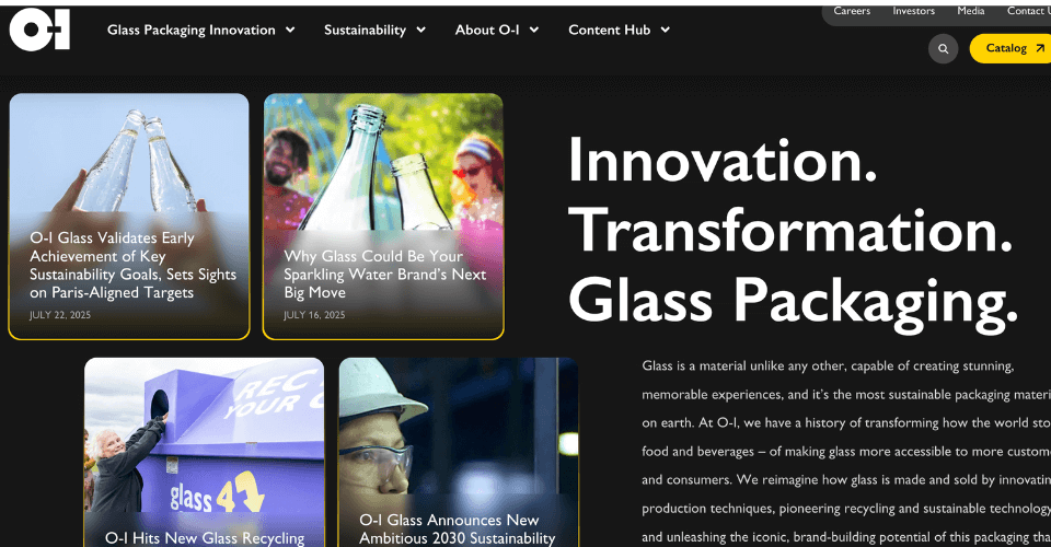 The logo for O-I Glass (Owens-Illinois), a leading global glass bottle manufacturer.