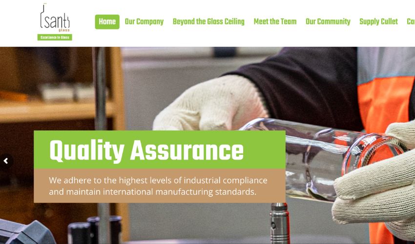 Official banner for Isanti Glass, a specialist manufacturer of premium glass packaging in South Africa.