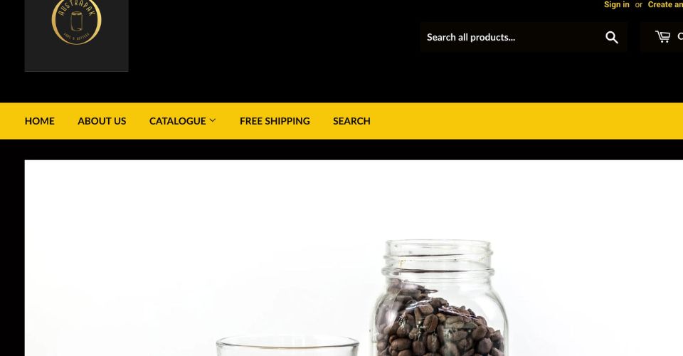 A screenshot of the Austrapak Jars and Bottles website banner, highlighting their convenient online store for jars and bottles.