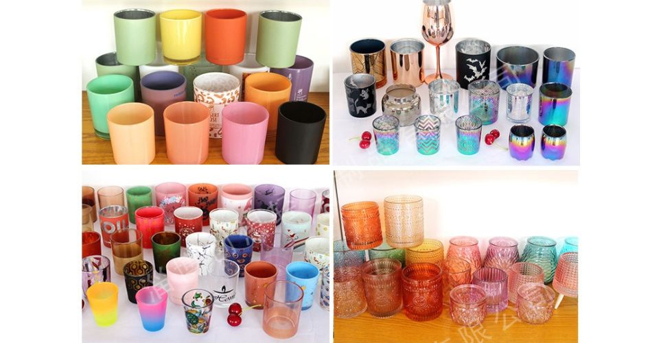 A stunning collection of finished, branded candles in various sizes and custom finishes, all sourced from LOM GLASSWORKS.